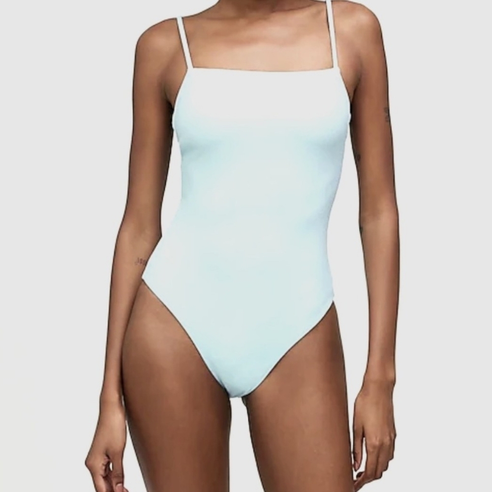 NWT Madewell Soft White Square-Neck One-Piece Swimsuit Bathing suit size Large